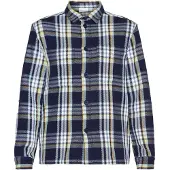 Knowledge cotton apparel Men's Checked Overshirt Blue Check Pitkähihaiset kauluspaidat S