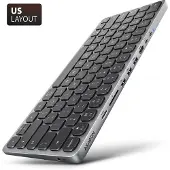 Axagon Näppäimistö 8-in-1 telakalla, 3.2 Gen1 USB-C, US-layout, harmaa