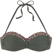 LASCANA Bikinitoppi beige / kulta / tummanvihreä / musta