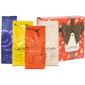 Caprisette Lajitelma jauhettua kahvia , 4 x 250 g jouluisessa lahjapakkauksessa
