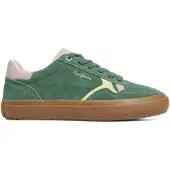 Pepe Jeans for woman. PLS31586 Travis Retro Leather Sneakers green (41), Flat, Laces, Casual