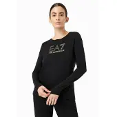 EA7 for woman. 8NTT51_TJDQZ Evolution long-sleeved T-shirt in black cotton and stretch modal (XL), Casual, Long sleeve