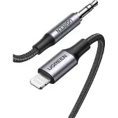 UGREEN Alumiinikuorella punottu Lightning to Aux 3,5mm kaapeli 1m - Musta