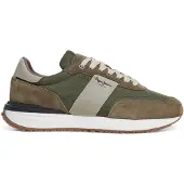 Pepe Jeans for man. PMS60020 Supra Buster leather shoes green (43), Flat, Suede, Laces, Casual