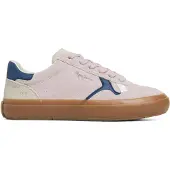 Pepe Jeans for woman. PLS31586 Travis Retro pink leather trainers (37), Flat, Suede, Laces, Casual