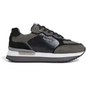Pepe Jeans for woman. PLS60024 Rusper Stars leather trainers black (38), Flat, Suede, Laces, Casual