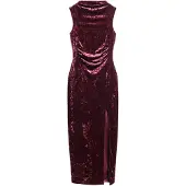 Superdry for woman. W8011695A Burgundy velvet dress (XS), Party, Polyester, Sleeveless / Straps