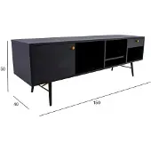 Home4You TV-pöytä LUXEMBOURG 150x40x50cm, musta