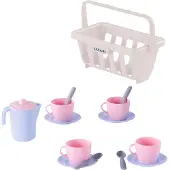 Cavallino Toys Cavallino Crockery in Basket Pink 15 pieces.