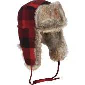 Pinewood Classic Checked Fur Hat (Color: Red/Black, Size: Medium - Large)