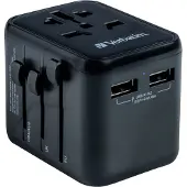 Verbatim Universaali matkasovitin, 2x USB-A, musta