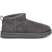 Ugg for woman. 1116109 Classic Ultra Mini leather ankle boots grey (36), Flat, Casual