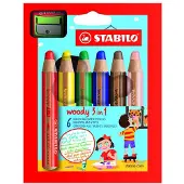 Stabilo Värikynät - Woody 3-in-1 - 6 kpl. - Monivärinen - - OneSize - Värityssarjat