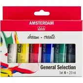 Talens General 6x20ml akryylivärisetti