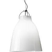 Fritz Hansen Caravaggio Opal P3 -riippuvalaisin Valkoinen opaalilasi-hopeanharmaa johto