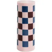 HAY Column Candle pöytäkynttilä large 25 cm Pink-bordeaux-dark blue check