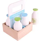 Bigjigs Wooden Box with Milk Bottles 5 pcs.