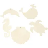 Creotime Ripustettavat koristeet - - Merieläimet - 5 kappaletta - Puu - Sisätilat