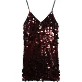 Superdry for woman. W8011718A Mini dress with sequins Disco red (L), Casual, Party, Polyester, Sleeveless / Straps
