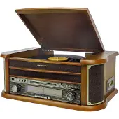 Soundmaster NR560 nostalginen stereojärjestelmä levysoittimella, CD-soittimella, kasettisoittimella, AM/FM-radiolla, Bluetoothilla ja USB-liitännällä