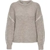 JDY Neulepaita 'JDYZoey' taupe / valkoinen