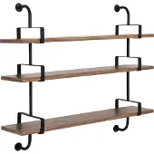 Gubi - Démon - 2 fästen, Trä: Valnöt, Bredd: 155 cm, 3 hyllplan - Seinähyllyt - Mathieu Matégot - Puun värinen,Musta - Puu