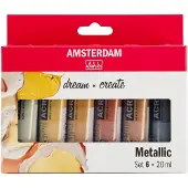 Amsterdam Metallic 6x20ml akryylivärisetti