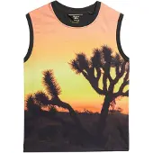 Superdry for woman. W6011959A Tank top with orange sub print, black (L), Casual, Cotton, Sleeveless / Straps