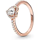 Pandora Heart 14K Rose Gold-Plated Ring With Clear Cubic Zirconia - Pink - 54