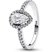 Pandora Timeless hopeinen kimaltava pisarasormus 192835C01-52