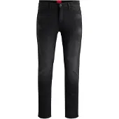 HUGO for man. 50524229 Extra slim fit jeans in deep black stretch denim (30/32), Casual, Organic Cotton, Sustainable