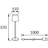Strühm Ulkopöytävalaisin Struhm Toga Led 2w Cct Dim Usb, czarny