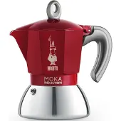 Bialetti Moka induction, Mokkapannu, 0,1 L, Punainen, Hopea, Alumiini, 2 kuppia, Induction mocha (0006942)
