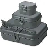 Koziol Pascal Ready Set 3 x lounasrasia ja aterimet Nature ash grey