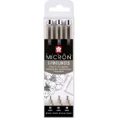 Sakura Pigma Micron Fineliner musta 3-setti kuitukärkikynä