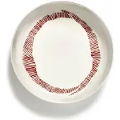 Serax Feast Deep Plate 22 Cm White / Red Striped - Syvät lautaset Kivitavara Valkoinen - B8921008C