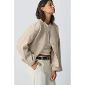 Gina Tricot Round Neck Short Jacket - Beige - XL