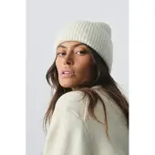 Gina Tricot Rib Beanie - White - ONE SIZE