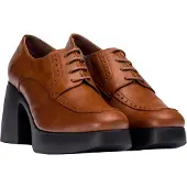 Wonders for woman. H-4962_2525_2725 Brown Mercedes Leather Loafers (39), 5 to 8 cm, Laces, Casual
