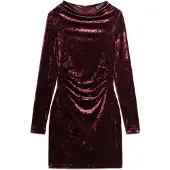 Superdry for woman. W8011367A Long sleeve mini dress in pink velvet (XS), Party, Polyester