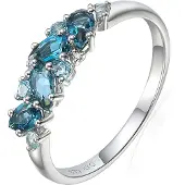 Lykken Elegance valkokultainen timantti-topaasisormus 0,01 ct-180