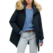 Superdry for woman. W5011786A Faux fur parka Everest navy (L), Recycled Polister, Sustainable