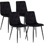 Modernhome Black Velvet -tuolit teräsjaloilla - 4 kpl