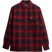 Superdry for man. M4010720A Red fleece lined woollen checked overshirt (M), Casual, Polyester, Long sleeve