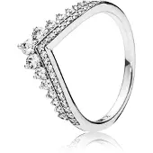 Pandora Tiara Wishbone Silver Ring With Clear Cubic Zirconia - Silver - 52