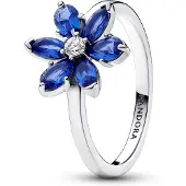 Pandora Herbarium Cluster Sterling Silver Ring With Princess Blue Crystal And Clear Cubic Zirconia - Blue - 50