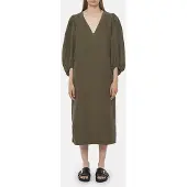 Closed Puff Sleeve Dress Army Green - Khaki green - M