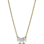 Pandora Bow 14K Gold-Plated Collier With Clear Cubic Zirconia - Gold - 45 CM