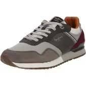 Pepe Jeans for man. PMS40018 Leather Sneakers London Brand grey (45), Flat, Laces, Casual
