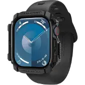 Spigen Rugged Armor, Kotelo, Älykello, musta, Apple, Apple Watch 10 (42mm), Termoplastinen polyuretaani (TPU)